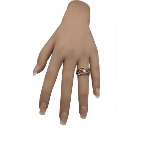 Rose Gold played Crystal Accent Ring Size 7 - Picture 2 of 8